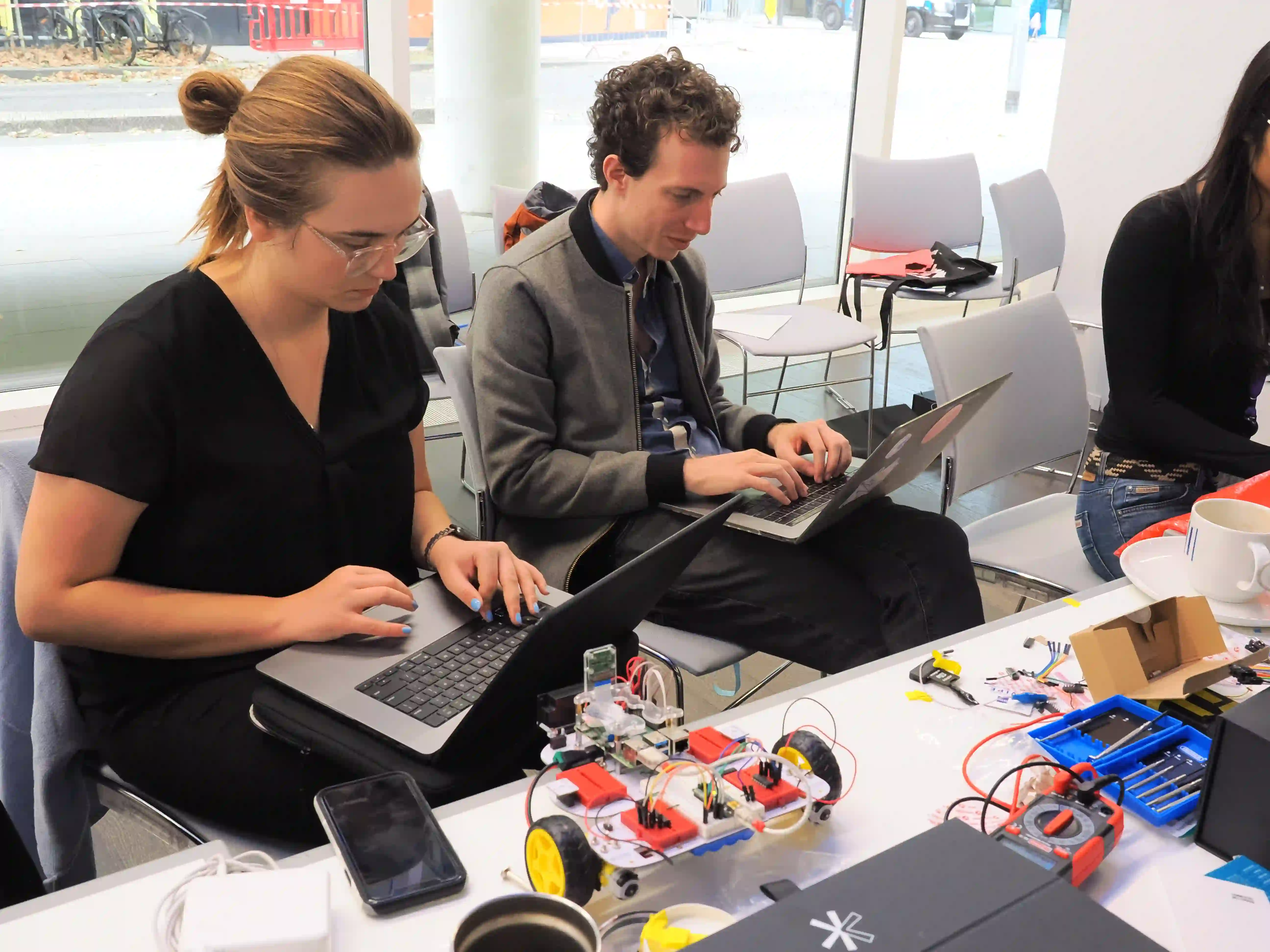 Researcher with NB3 robot