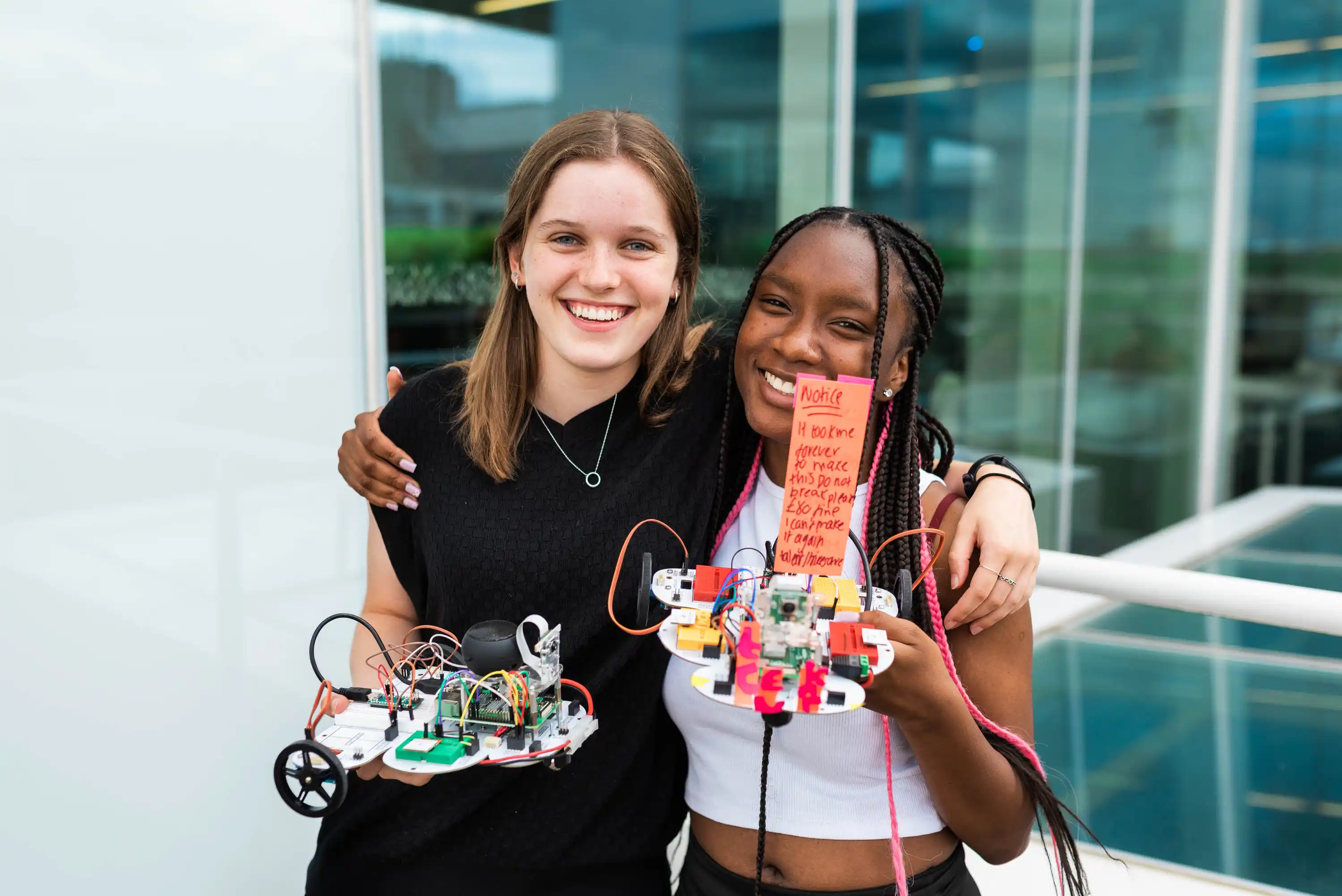 Students building NB3 robot